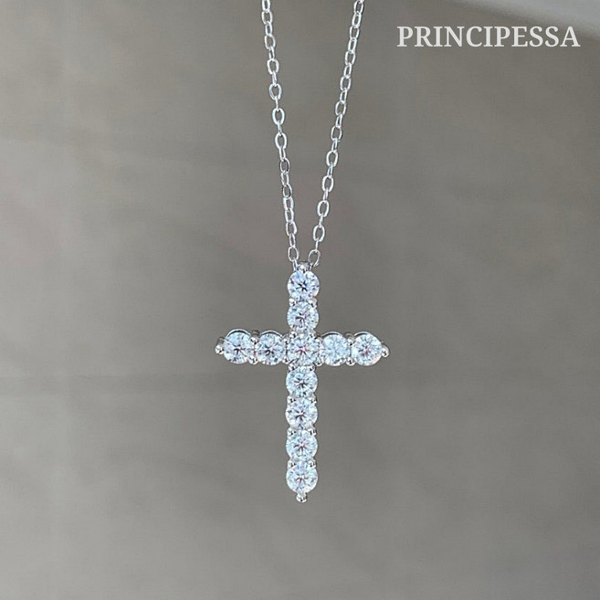 프린치페사 모이사나이트목걸이 크로스 십자가 팬던트 목걸이
