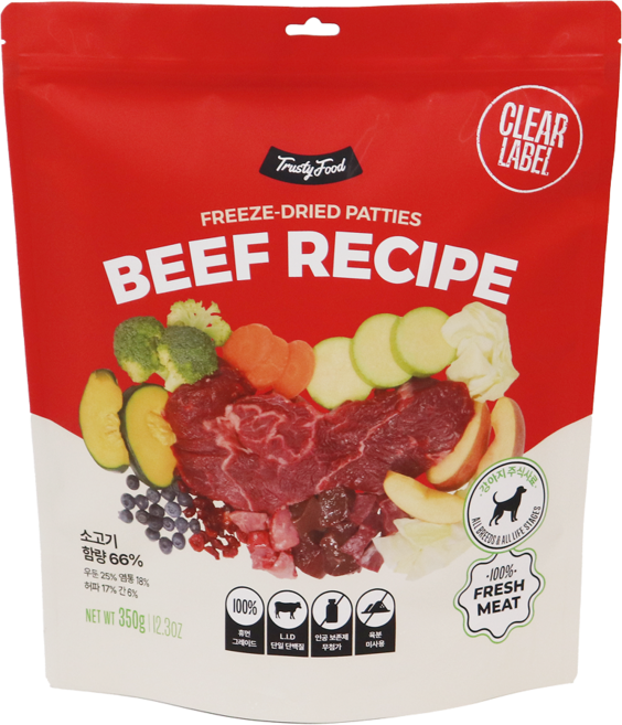 트러스티푸드 전연령 강아지 비프 포크 동결 건조사료 패티, 350g, 1개