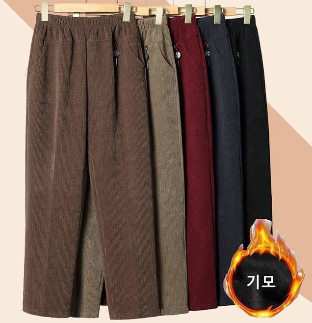 ROYALBELLE 여성 빅사이즈 기모 밴딩 코듀로이 따뜻한 편안한 데일리 팬츠 B0103113