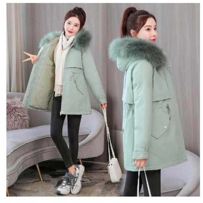 羽絨外套女款 冬天防風防水保暖連帽中長版休閒羽絨衣服