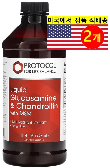 Protocol for Life Balance 글루코사민 콘드로이틴 MSM 복합 리퀴드 시트러스 맛 glucosamine Chondroitin, 473ml, 2개 - 쿠팡