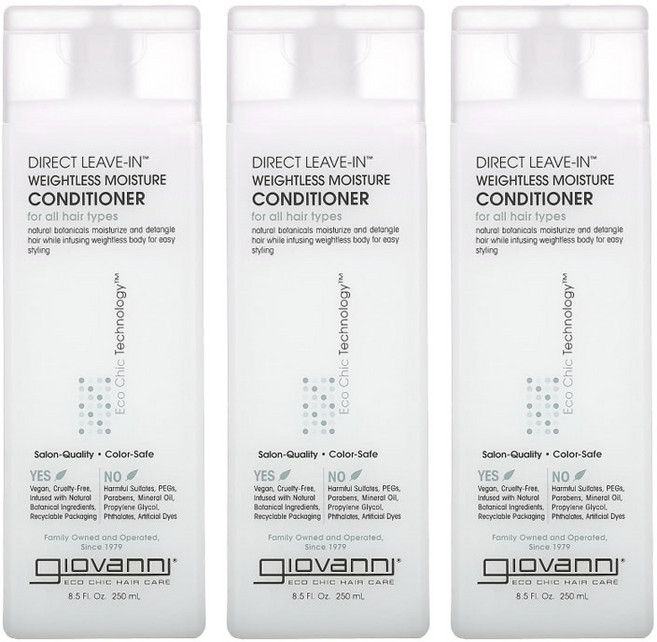 지오바니 다이렉트 리브인 웨이트레스 모이스처 컨디셔너, 250ml, 3개
