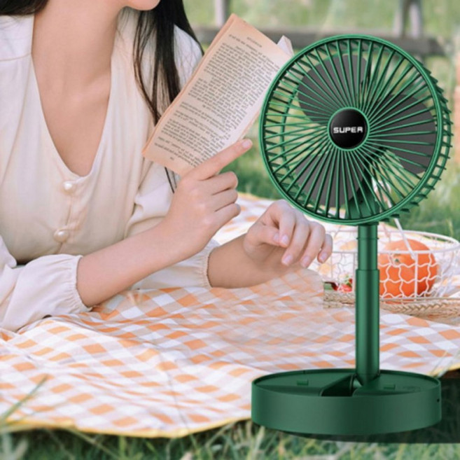 3단 접이식 USB 미니 탁상용 선풍기, KS-2102, 그린