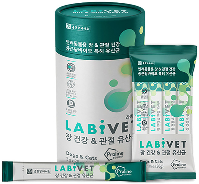 종근당라비벳 반려동물 영양제, 30회분, 관절+장건강, 2개