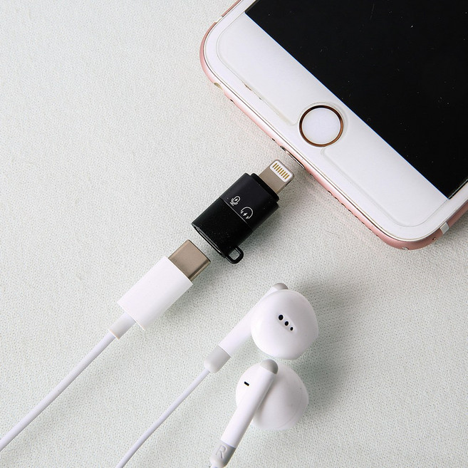 USB C to 라이트닝 젠더 C 타입 이어폰 지원 20W 충전지원, 1개, 그레이, 2.8cm