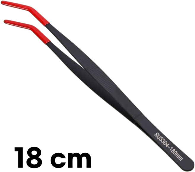 파브루 스텐 304 도마뱀 크레 피딩 핀셋 곡선형 18cm, 1개, 블랙