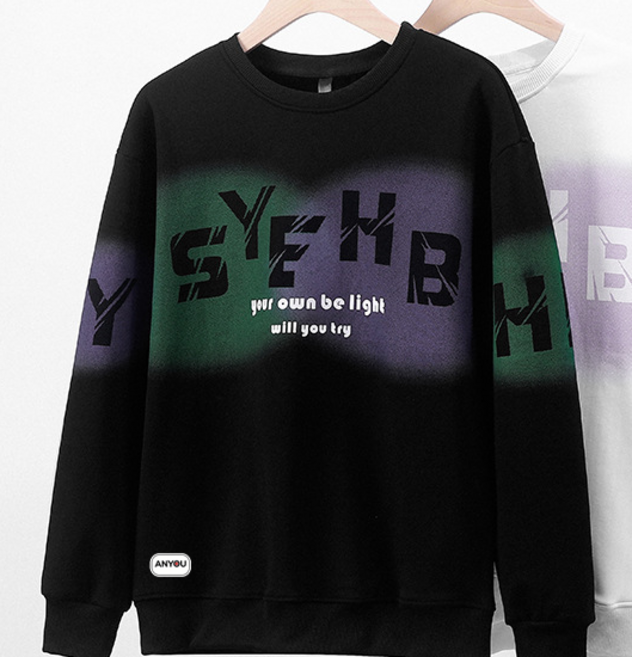 ANYOU 남성 라운드넥 레터링 프린트 빈티지 루즈핏 캐주얼 맨투맨