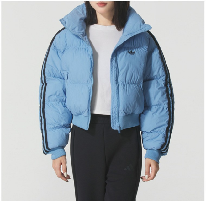 아디다스 우먼스 아디컬러 시네틱 다운 크롭 숏 패딩 JX2969