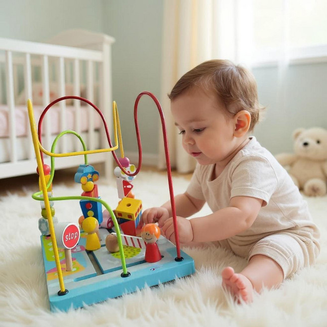 클래식월드 원목 롤러코스터 유아 아기 장난감 소근육 발달 놀이 교구, 하이웨이롤러코스터, 1개