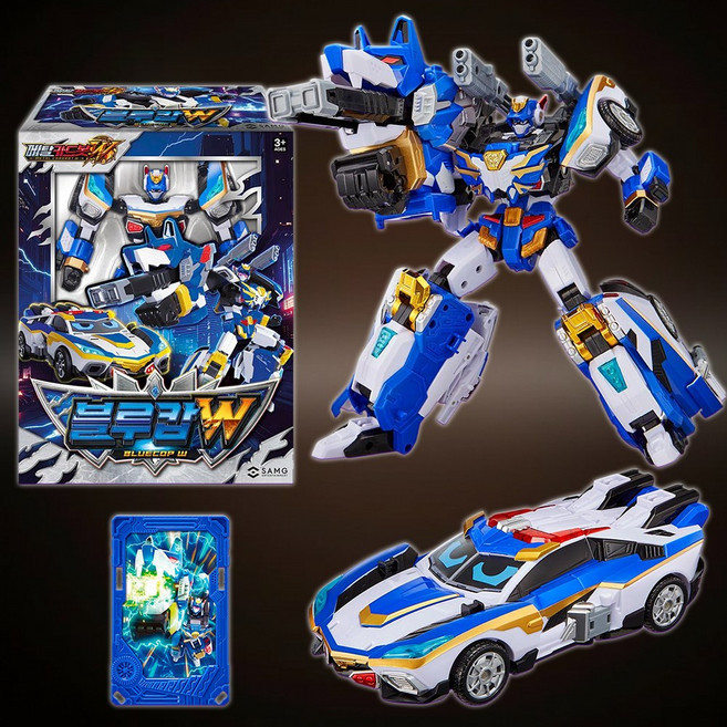 MetalCardBot 메탈카드봇W 블루캅W 변신 로봇 크리스마스 조카 남아 장난감 선물, 1개