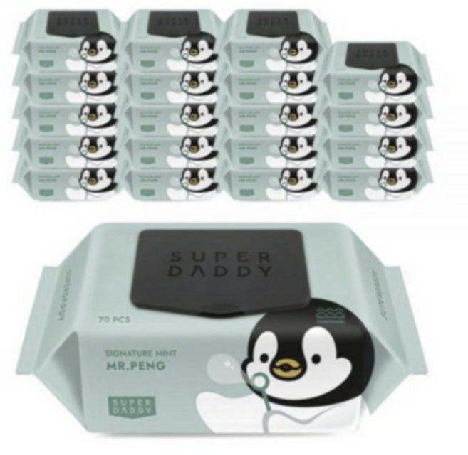 아기물티슈 베스트 시그니처 미스터펭 민트 캡형 70매 20팩 (70g) 저자극 고평량 384281, 20박스
