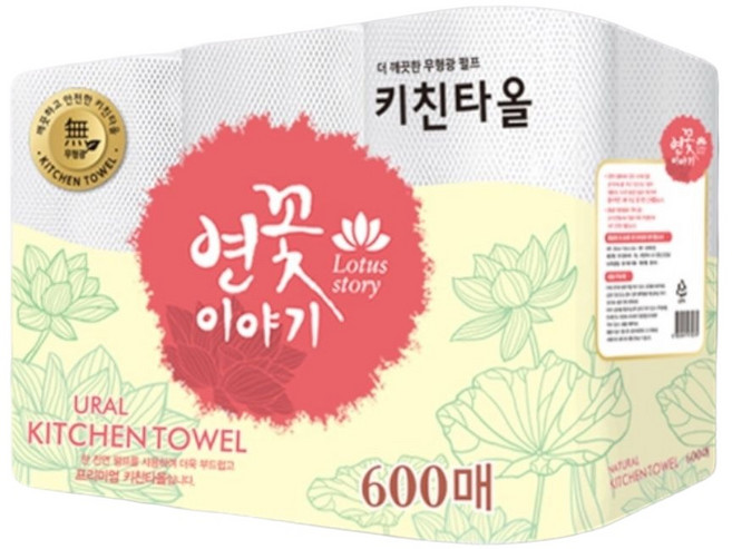 더 깨끗한 키친타올 100매 6롤 연꽃이야기 주방 주방용품 후라이팬 가스레인지, 1개