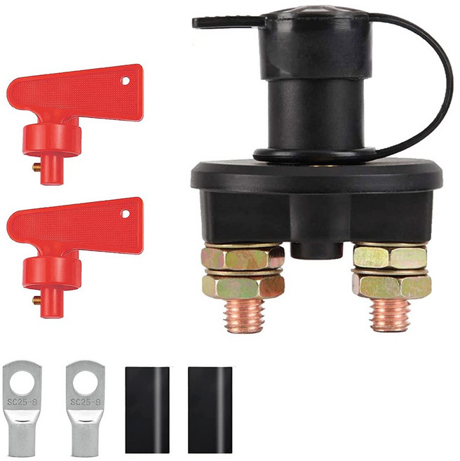 12V/24V 자동차 배터리 전원 스위치 메인 키 컷오프 킬 로터리 회로 분리 차단기 절연 절연체, Bla Power Switch 2, 1개, 1개입