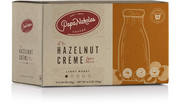 파파니콜라스 커피 커피 Papanicholas Coffee Single Serve Coffee Cups Fits Keurig K Cup Brewers Hazelnut Crème, 1개