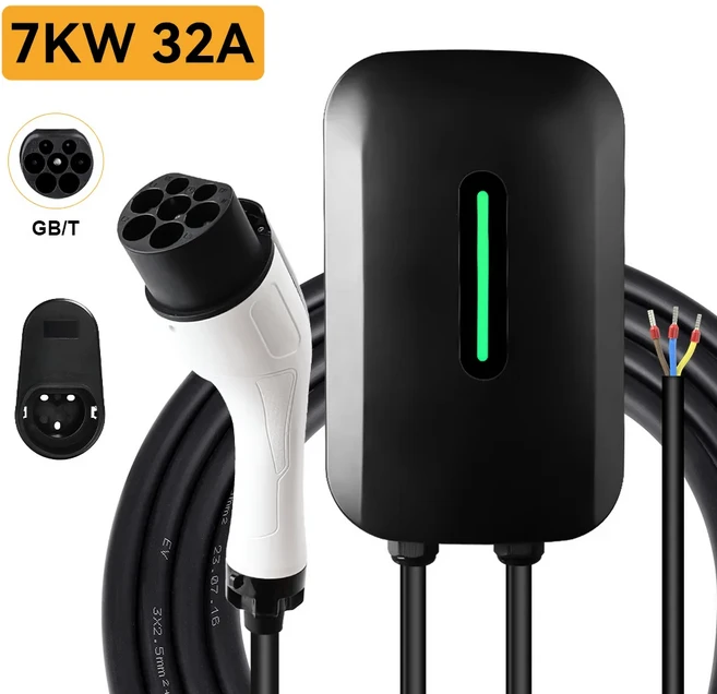 전동구동계32A 7KW 전기차 충전소 타입1 타입2 GBT 1상 충전기 IP55 방수 5M EVSE 월박스 홀더 포함, 01 GBT 7KW 32A