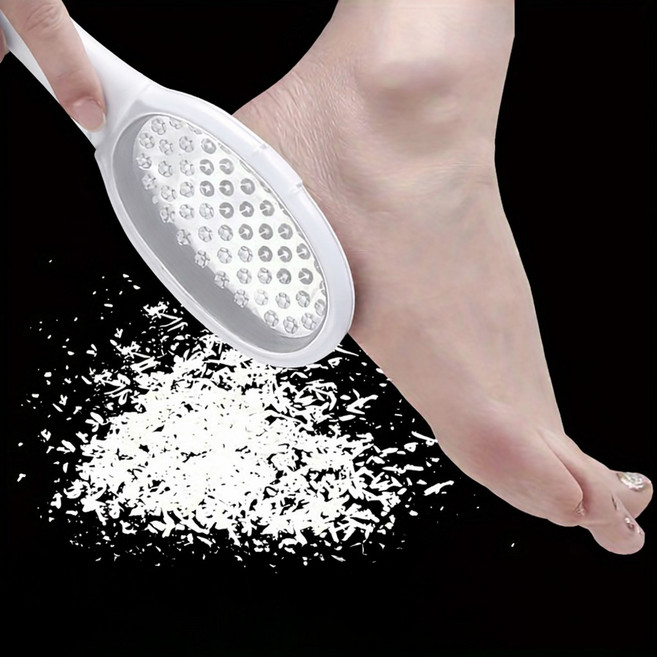 스테인리스 발 각질 제거기 풋케어 양면 발바닥 뒤꿈치 관리 도구, 화이트, 1개