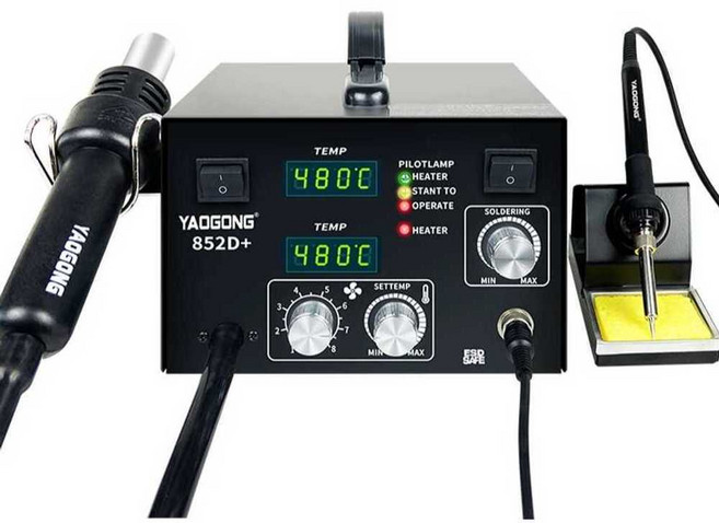 PCB 열풍기 온도조절 납땜 852D 인두 2IN1 히팅건, TU 852 와이어핸들, 1개
