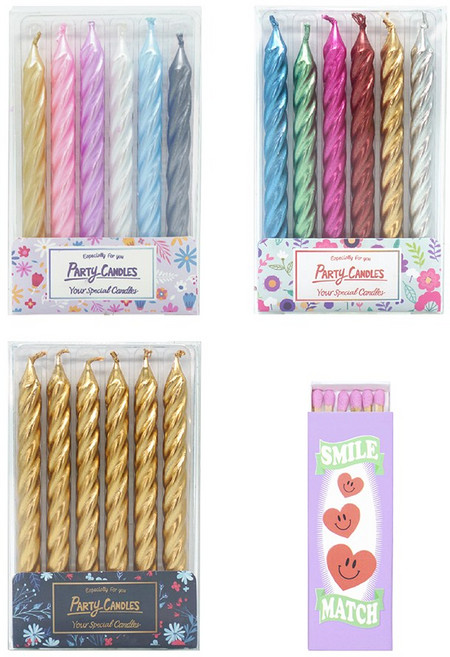 유어캔들 메탈릭 꽈배기 생일초 생일파티 (18입)+스마일성냥