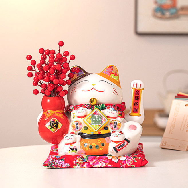 락톡마켓 개업선물 집들이선물 결혼선물 재물을 부르는 손흔들 복고양이 29*23*24 특대형 11인치 홍과 풍곡, 복고양이-03
