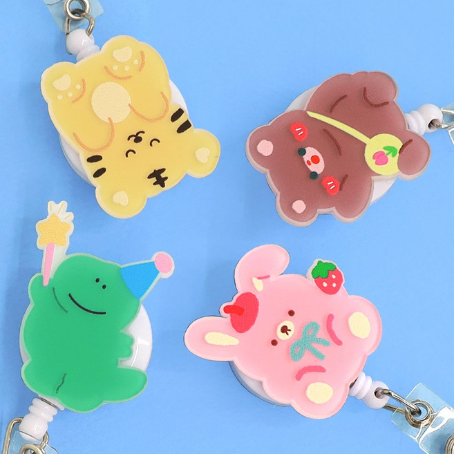 너스키니 왕엔틱매트 테이프걸이 강력 클립형 간호사 릴홀더 테이프걸이 간호사용품 사원증 출입증 목걸이 간호사 릴홀더, 왕안녕곰