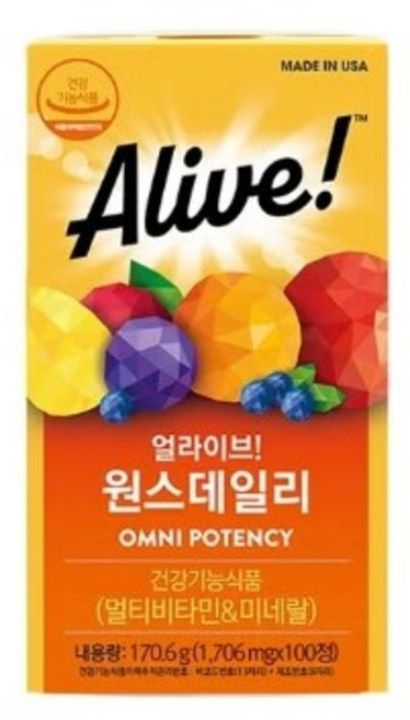 얼라이브 원스데일리 멀티비타민 100정 ALIVE ONCE DAILY MULTIVIT
