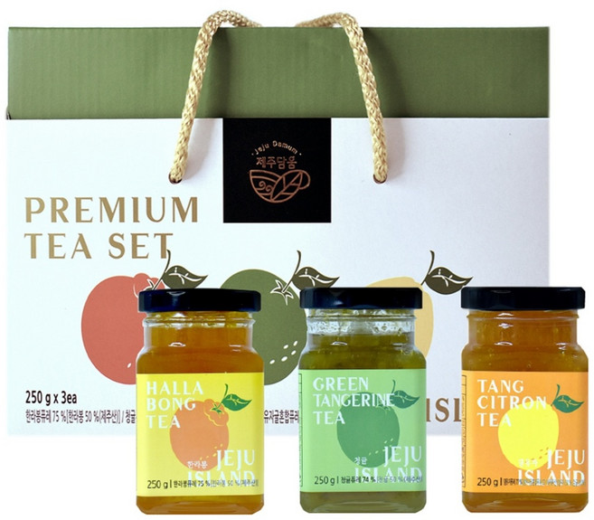 제주담움 프리미엄 차 250g x 3종 세트, 한라봉 + 청귤 + 댕유차, 1세트