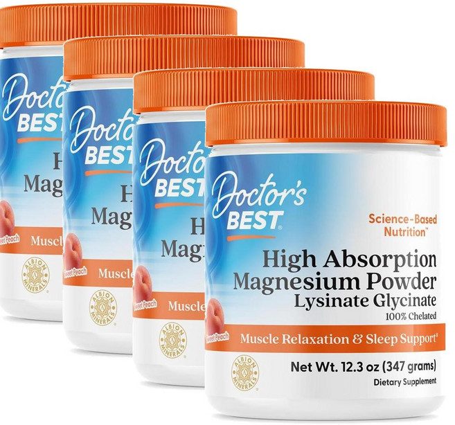 닥터스베스트 마그네슘 파우더 복숭아맛 Doctor's Best Magnesium Powder Sweet Peach, 4개, 347g
