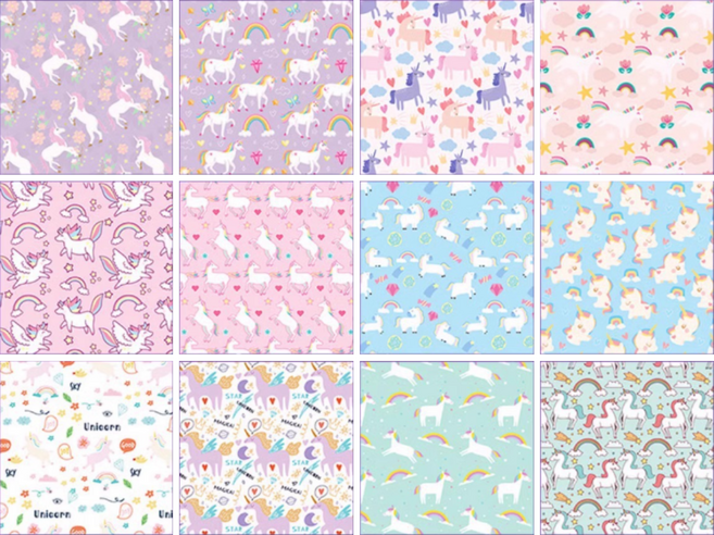 트윈은 유니콘 캐릭터 동물 색종이 파스텔 무늬 만들기 종이접기 학습 12패턴 50장, 1팩, 12색