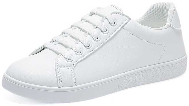 LARGE STORE 經典百搭簡約運動小白鞋 皮面休閒板鞋 低筒情侶運動走路鞋