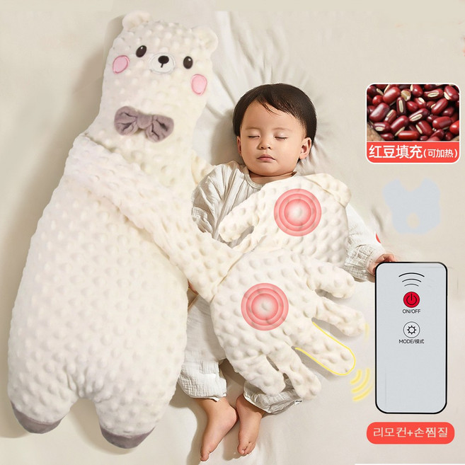 출산선물 애기 잠재워주는 토닥이 인형 귀여운 토끼 스마트 리모컨 손찜질, 1개, 흰색곰