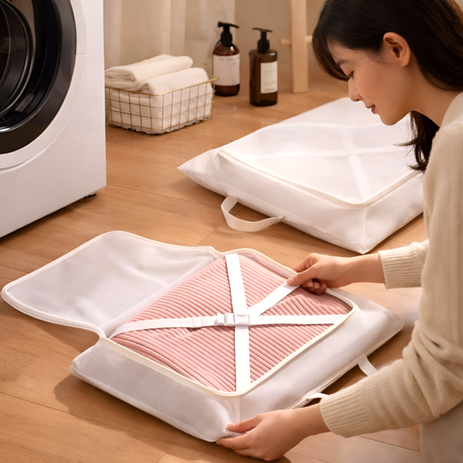 아즈몰 니트 세탁망 울 전용 프리미엄 2종 세트, 1세트, 화이트(M+L)