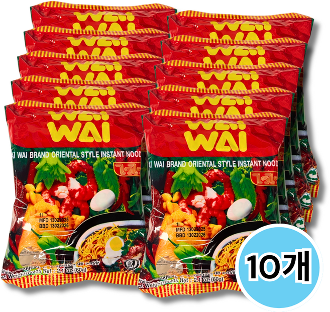 [루츠팜]태국 와이와이 오리엔탈 스타일 라면 60gX10개 인스턴트 누들 태국라면, 10개