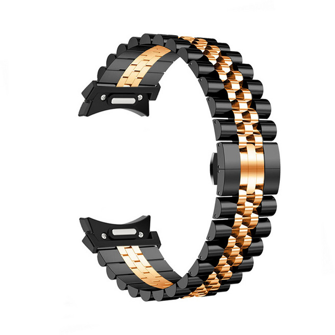 GATETOCN 갤럭시워치 7 울트라 애플워치 S10 호환 메탈스틸 밴드 스트랩, 블랙 + 로즈 골드, 1개