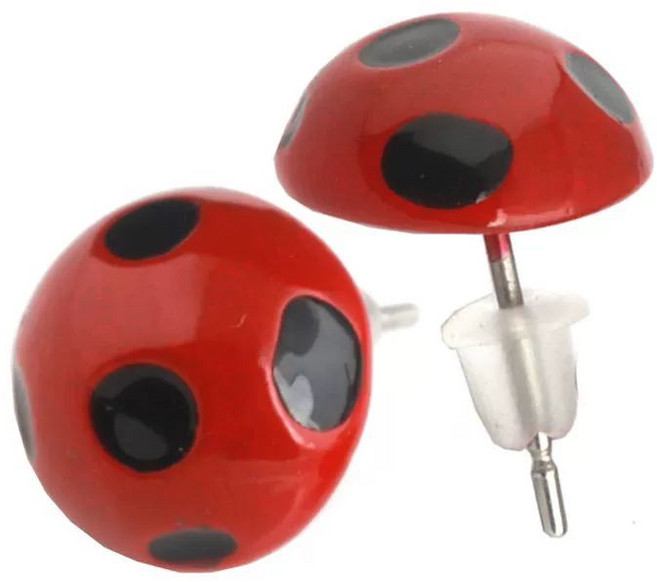 레이디버그 블랙캣 미라클 스톤 코스프레 목걸이 열쇠고리 귀걸이 장식, 무당벌레 귀걸이 】, 1개