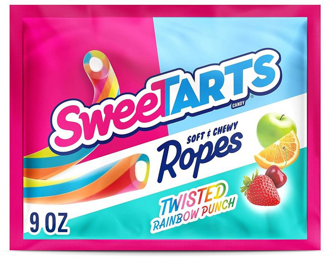 SWEETARTS 로프 캔디 펀치 트위스트 부드럽고 쫄깃한 9온스 레인보우