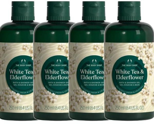 [2+2] 더바디샵 화이트 티 & 엘더플라워 샤워젤 바디 워시, 4개, 250ml