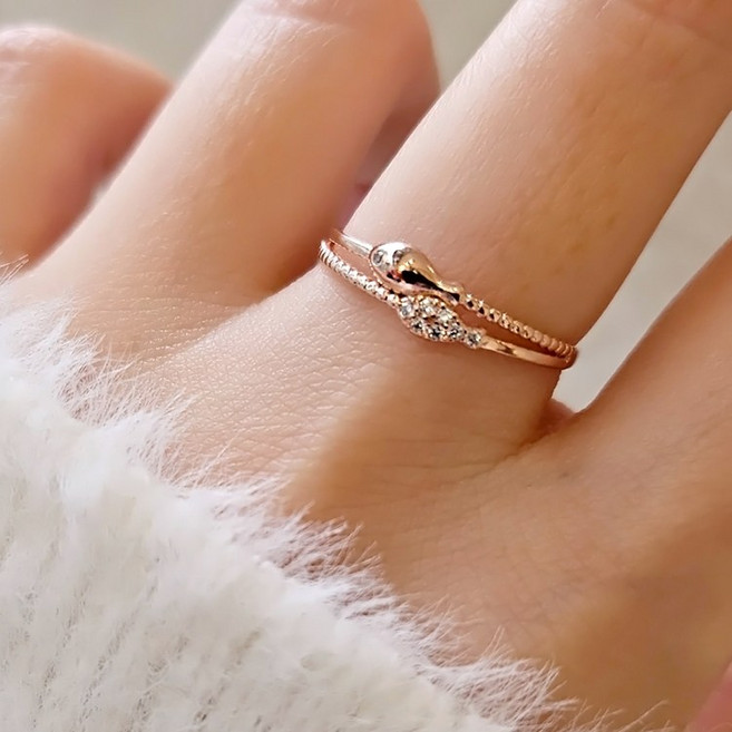 물고기반지 실버925 여성 두줄 큐빅 물고기 행운 재물운 은반지 애끼