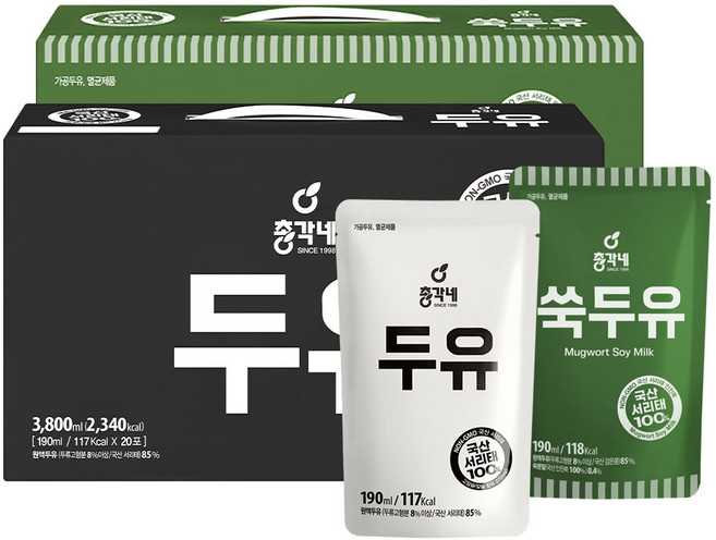 총각네 담백두유 20포 + 쑥두유 15포, 1세트, 6.65L