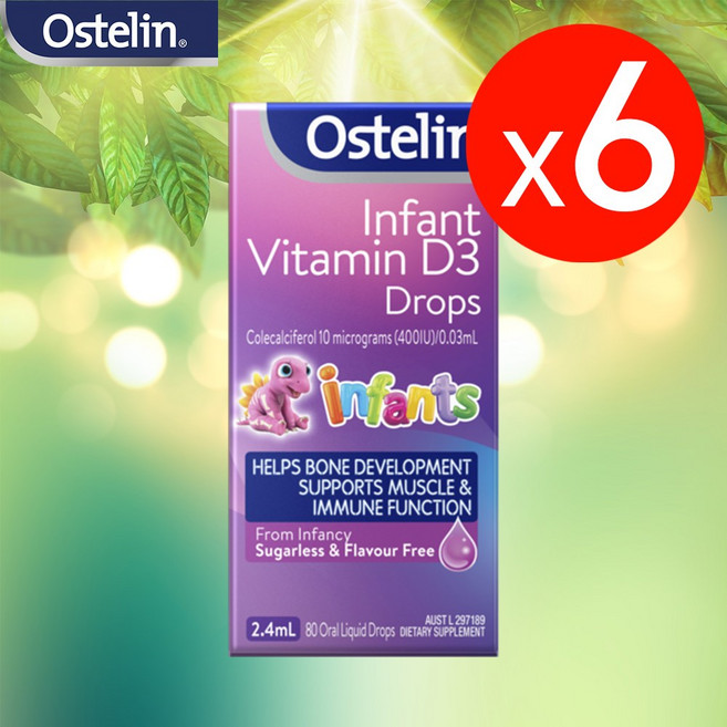 호주 No1 유아 신생아 본 성장 발달 액상 비타민 D3 디 드롭스 2.4ml 6병특판, 6개