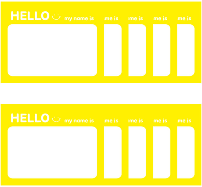 옷에 붙이는 스티커 명찰 모임 행사 이름 방수 코팅 네임택, 10매, 노랑