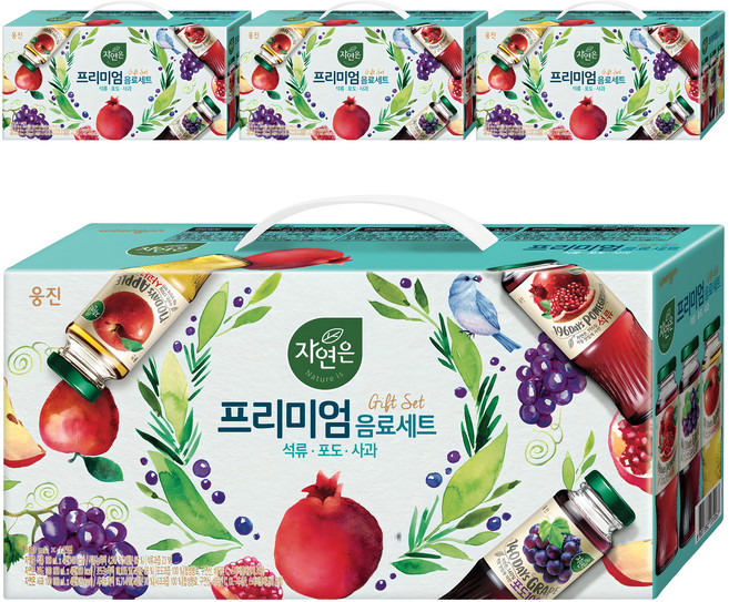 자연은 프리미엄 석류 포도 사과 음료세트, 180ml, 48개