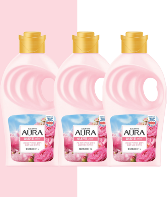 아우라 실내건조 섬유유연제 윌유메리미향 1L, 3개