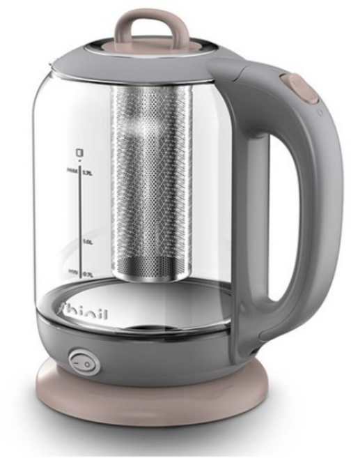 신일 보온 내열유리 무선 티포트 1.7L, SEP-C1700KP(그레이콤비)