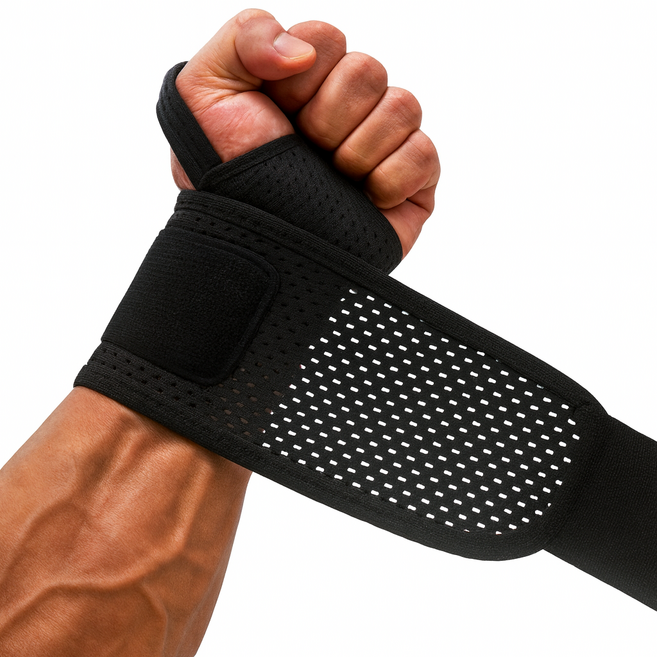 에이얼 통풍 메쉬 손목보호대, 블랙, 1개
