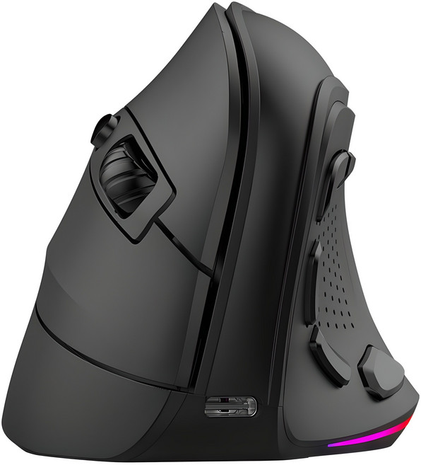 아이노트 LED 충전식 9버튼 무선 블루투스 버티컬 마우스, VM530RB, BLACK