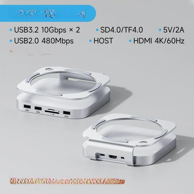 모니터허브 Hagibis USB C 허브 M2 SSD 인 맥 미니 M4M4 프로 스탠드 도킹스테이션 케이스 USB32 Gen2 SD40 TF40 MC60 Pro, 0.16m, 1개, 10G MC60H USB3 2 + SD4 0
