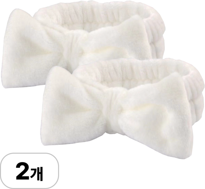 로멀리 리본 세안 헤어밴드, 2개, 화이트