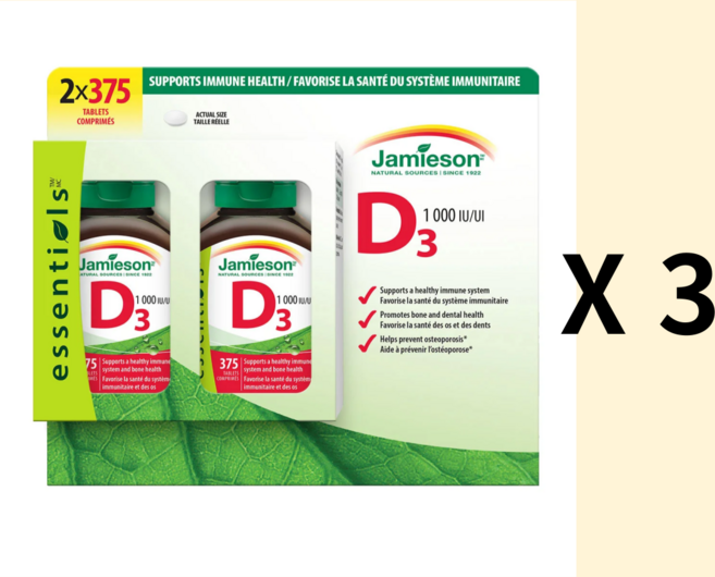 자미에슨 비타민 D3 375정 X 2통 1000IU 초대용량 코스트코, 6개
