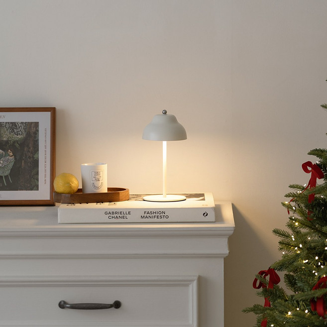 미니엔 마롱 LED 무선 테이블 램프 인테리어 조명 무드등 수면등 취침등, 크림 화이트