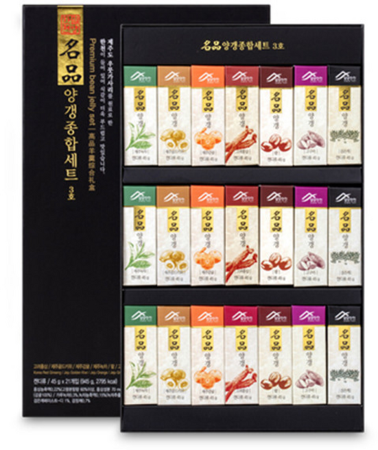 밀양한천 명품 양갱 종합 세트 3호 7가지맛 입 (쇼핑백 미포함), 21개
